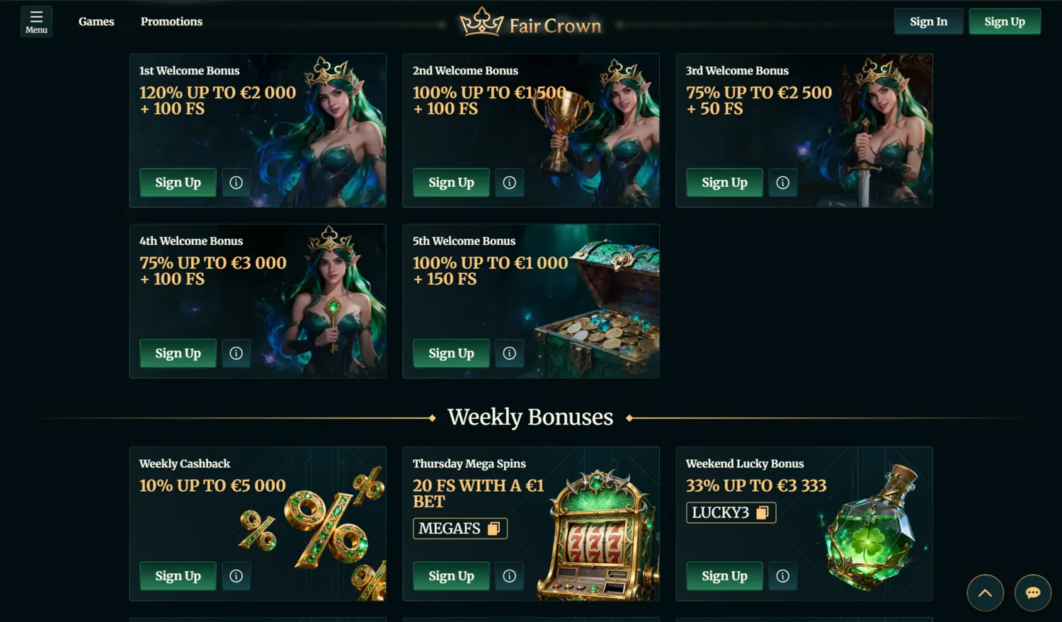Fair Crown Casino Bonuses and Promotions