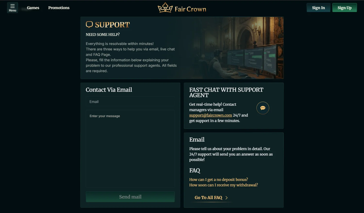 Fair Crown Casino Customer Support